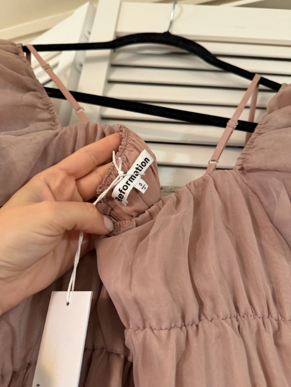 Reformation Mayme Dusty Rose Maxi Dress with Puff Sleeves - Picture 4 of 4